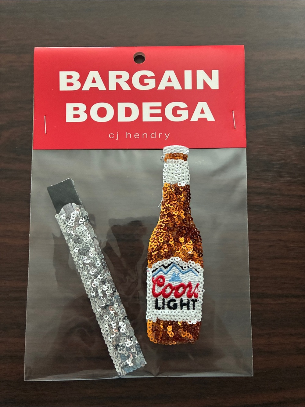 Bargain Bodega CJ Hendry Sequined silver  and Coors Light Bottle Patches